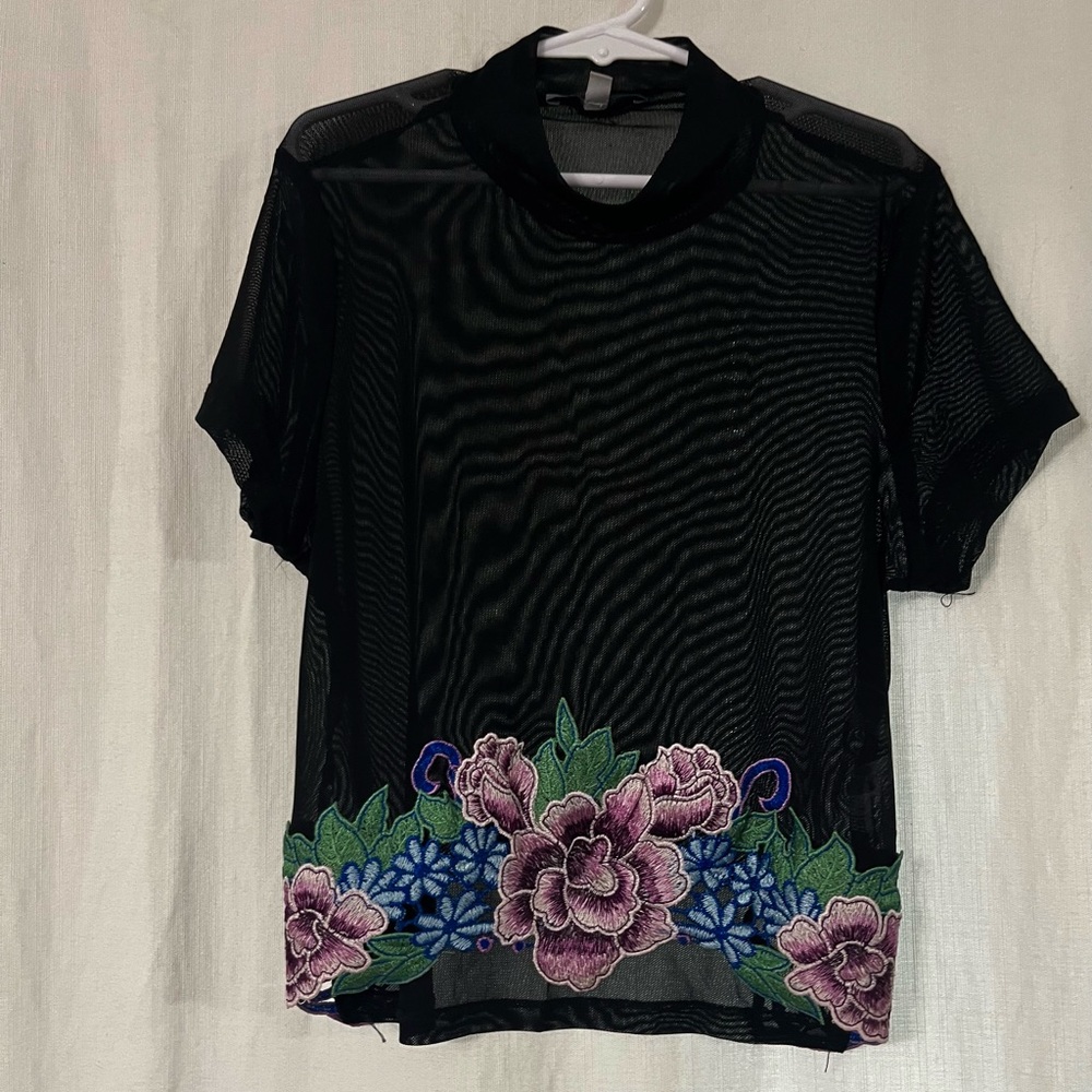 {Charlotte Russe} Sheer Flower Top
